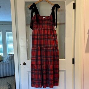 Altar'd State Red and Black Plaid Maxi Dress